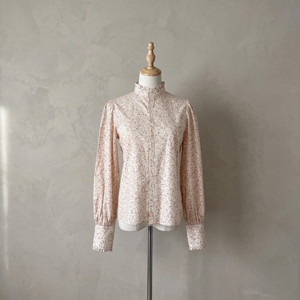 Polo by Ralph Lauren Ruffle-Trim Prairie Blouse in Palest Peach Calico | 4